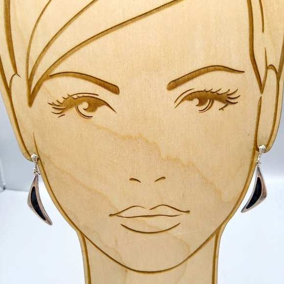 Vintage Meka Denmark Atomic Earrings, Modernist Sterling Silver and Blue Enamel - Picture 1 of 4